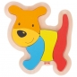 Preview: Holzpuzzle Hund 5 Teile bunter Hund blau gelb rot